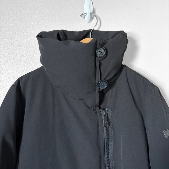 Sam Edelman Asymmetric Zip Parka Black Winter Puffer Coat Womens Large - Picture 7 of 17